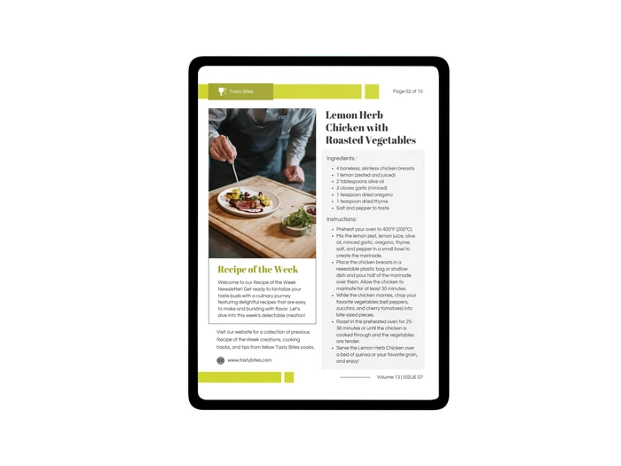 modelli di newsletter gastronomica e culinaria