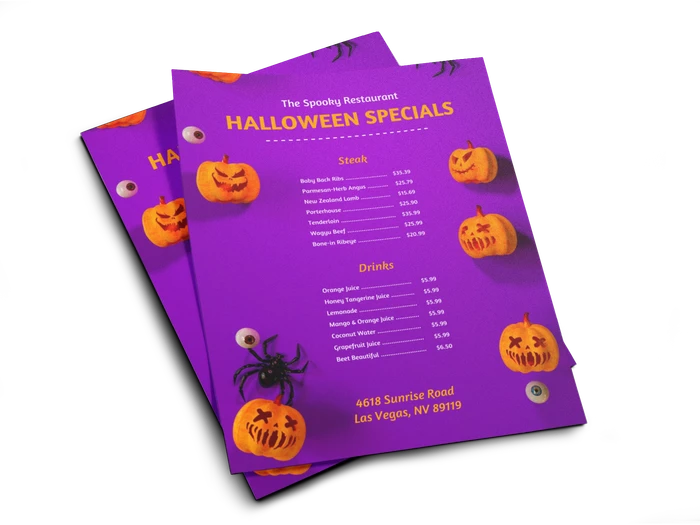 halloween menu templates