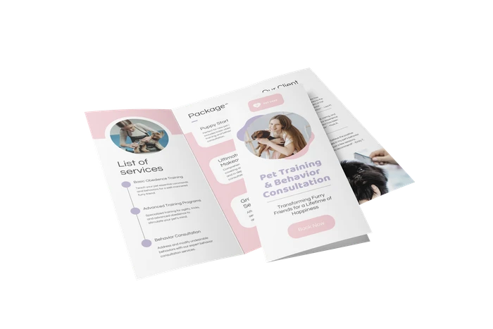 Modelli di brochure sui servizi per animali domestici