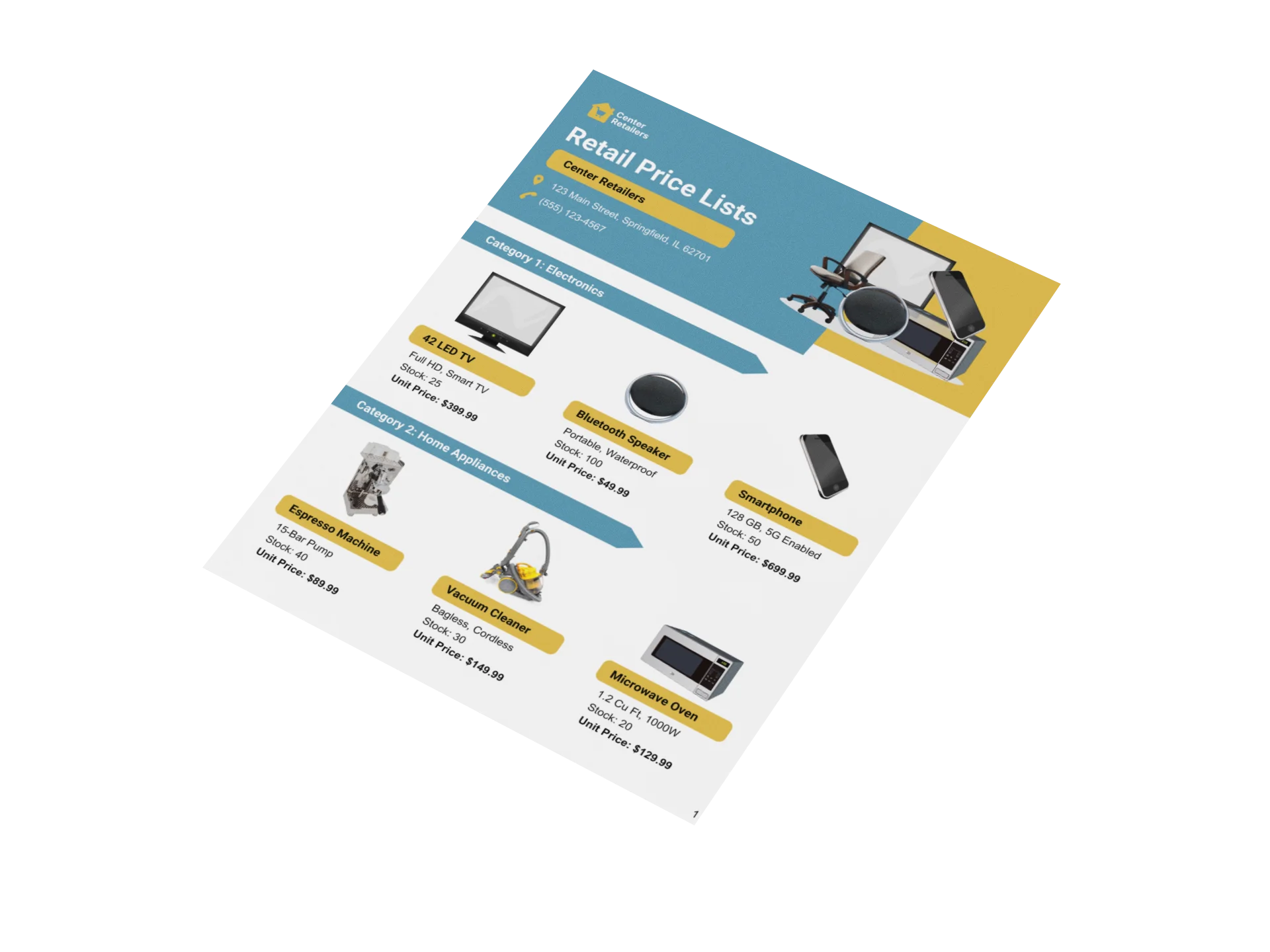 retail price list templates