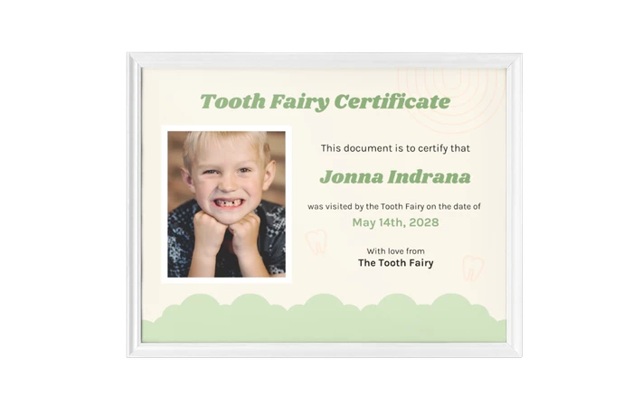 Modèles de certificat pour la fée des dents