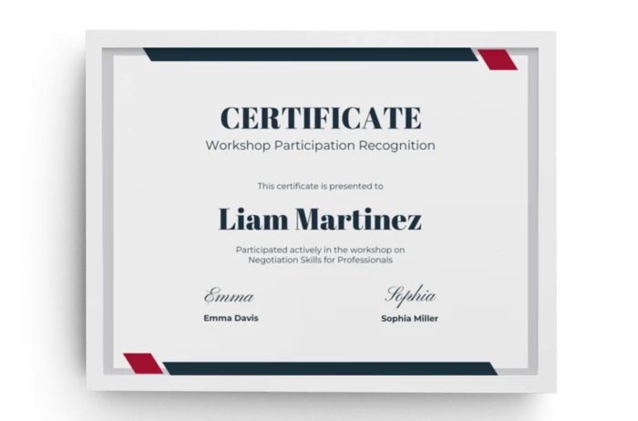Modelli di certificati di workshop