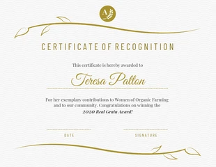 Gold Simple Vine Certificate