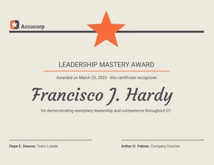 Modern Leadership Recognition Certificate