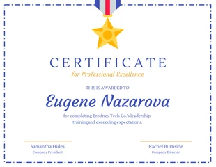 Simple Blue Certificate Of Recognition