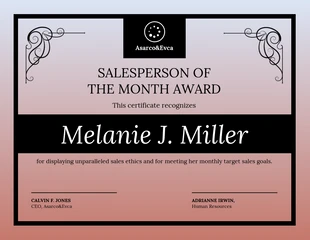 Gradient Sales Employee Recognition Certificate